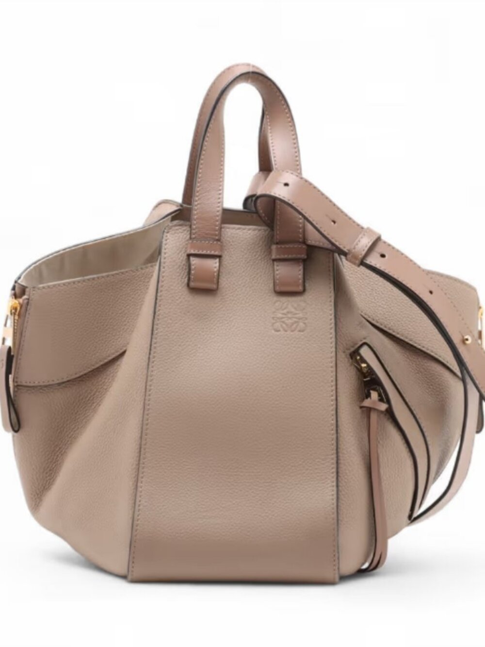 Loewe Hammock Medium Leather Two-Way Handbag Beige